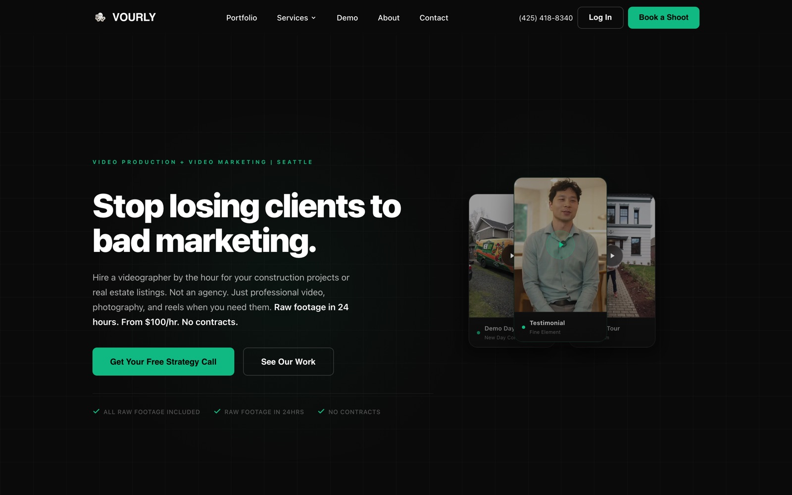 Vourly homepage